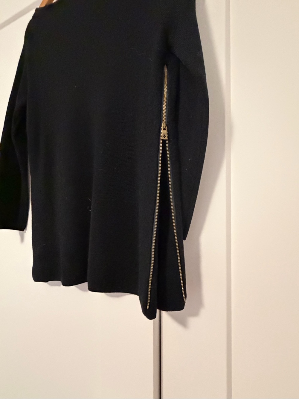 Tory Burch Black Knit Tunic with Side Zippers